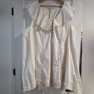 Pilcro Ruffle Neck Denim Dress